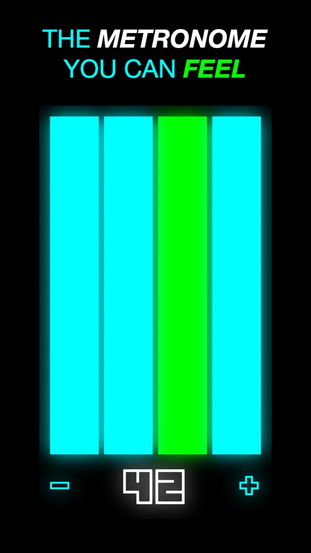 Metronome Glow at 42 BPM with a green beat bar you can feel
