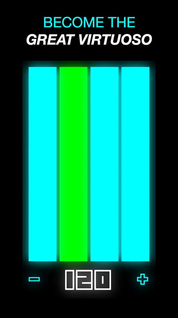 Metronome Glow at 120 BPM with a glowing beat across the screen